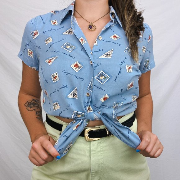 💌 Liz Claiborne wish you were here button up 💌 - Picture 1 of 10